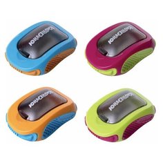 Точилка ручная пластиковая Юнландия "Гонки" (1 отверстие, с контейнером) цветная, 12шт. (228473)