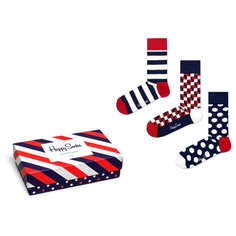 Носки Happy Socks Stripe Gift Box 3-Pack XSTR08, 3 пары, размер 36-40, белый/синий/красный