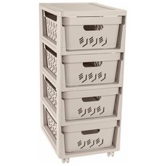 КОМОД НА КОЛЕСАХ DELUXE, 4 ЯЩИКА, 300х385х690 ММ (светло-бежевый) Econova