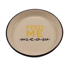 Миска для животных керамическая DUVO+ "Feed Me Meow", чёрно-белая, 13.8см/180мл (Бельгия)