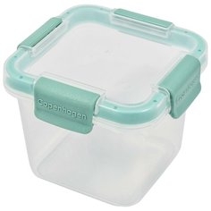Контейнер для продуктов Plast Team коллекция COPENHAGEN, с защелками и силиконовой вставкой, герметичный, квадратный, цвет мятный, 0,4л, Размер 109х109х85
