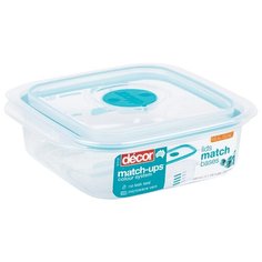 Контейнер MATCH UPS REALSEAL с клапаном квадратный бирюзовый 500мл Decor