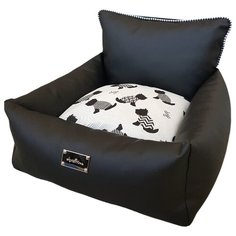 Лежак для животных ANTEPRIMA "Aurora", черный с собачками, 53х53х30/15см (Италия)