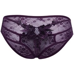 Le Cabaret Трусы слипы низкой посадки с вышивкой Венсен, размер 38-46, баклажановый