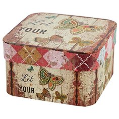 Подарочная коробка Бабочка малая картон 13х13х7см Паприка Корица