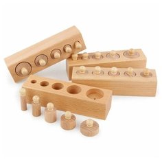 Деревянный сортер игра Цилиндры (гирьки) по методу Монтессори Muqiy