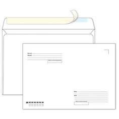 Конверт почтовый C4 Ecopost (229x324, 90г, стрип, печать "Куда-Кому") белый, 250шт. Packpost