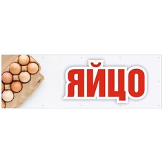 Баннер 1500х500 мм информационный постер яйцо белый Liberty