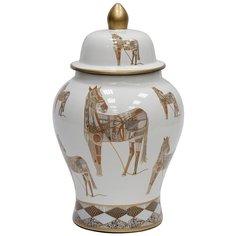 Ваза с крышкой Лошади 21x21x37см, Glasar ГЛАСАР