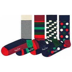 Носки Happy Socks Classic Navy Socks Gift Set XBDO09, 4 пары, размер 36-40, разноцветный 4000