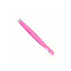 Пинцет рт-862-(2)-pk скошенный розовый с расческой metzger