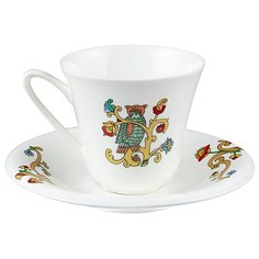 Чашка с блюдцем чайная. Императорский фарфоровый завод. Форма Сад. Рисунок Русские сказки. Козленок. 200 мл.