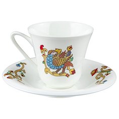 Чашка с блюдцем чайная. Императорский фарфоровый завод. Форма Сад. Рисунок Русские сказки. Дракон. 200 мл.