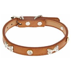 Ошейник "Косточки и стразы", 38 х 1,5 см, коричневый Пижон