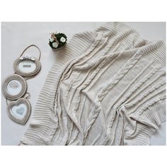 Плед Мамины записки вязаный Лен