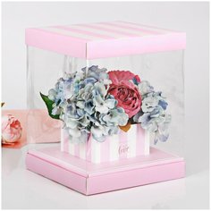 Коробка для цветов с вазой и PVC окнами With Love, складная, 23 × 30 × 23 см Дарите счастье