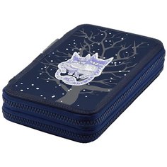 Пенал на молнии синий "нежные котики", ДВА отделения, 200 х 130ММ Bruno Visconti