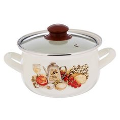 Кастрюля Интерос Аппетит, 2.1 л, белый/коричневый