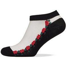 Укороченные женские носки "Таинственный сад" Le Cabaret (белый; черный; красный) р-р 36-40 (1пара)