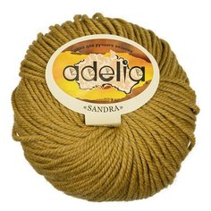 Пряжа Adelia "SANDRA" 50% шерсть, 50% акрил №04 св.хаки - 10 мотков по 50 г