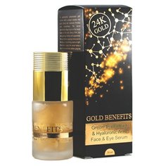 Gold Benefits Green Tea Extract & Hyaluronic Acid Face & Eye Serum Сыворотка для лица и кожи вокруг глаз, 30 мл