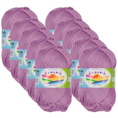 Пряжа Alpina Anabel, 100 % хлопок, 50 г, 120 м, 10 шт., №058 св.фиолетовый