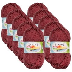 Пряжа Alpina Anabel, 100 % хлопок, 50 г, 120 м, 10 шт., №315 бордовый