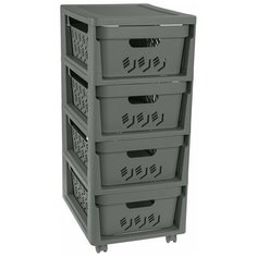 КОМОД НА КОЛЕСАХ DELUXE, 4 ЯЩИКА, 300х385х690 ММ (серый) Econova