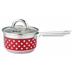 Ковш Agness 0,9 л 14х7,5 см со стеклянной крышкой, Горошек (937-705)