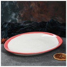 Тарелка подстановочная "Овальная", фламинго, 22 см * 26 см 5391241 Керамика ручной работы