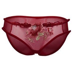 Le Cabaret Трусы танга с вышивкой Сорез, размер 40-48, темно-красный