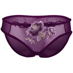 Le Cabaret Трусы танга с вышивкой Сорез, размер 40-48, баклажановый