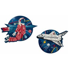 Деревянный фигурный пазл AFI DESIGN "Советский космос" в подарочной упаковке (21х15 см,18х15 см,134 детали)
