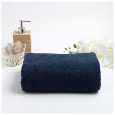 Полотенце махровое гладкокрашеное 100х180 см, тёмно-синий, хлопок 100%, 400г/м2 5256350 Алтын Асыр