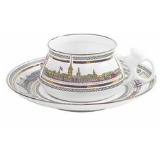 Чашка с блюдцем. Императорский фарфоровый завод. Форма Билибина. Рисунок Невские берега. 180 мл