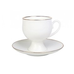 Чашка с блюдцем кофейная. Императорский фарфоровый завод. Форма Классическая-2. Рисунок Золотая лента. 160 мл.