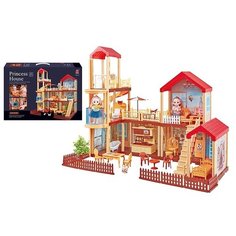 Большой домик для кукол с аксессуарами, куклы и животные в комплекте, гнутся суставы, с лифтом, 668-23 Zhorya