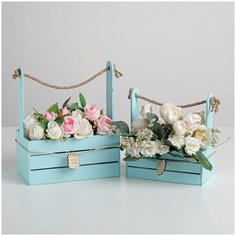 Ящик для декора набор 2 в 1 (25*15*30; 21*12*23) мята Дарите счастье