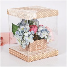 Коробка для цветов с вазой и PVC окнами складная хорошего настроения!, 23 х 30 х 23 см Дарите счастье