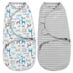 Конверт на липучке SwaddleMe®, размер S/M, (2 шт), веселый зоопарк Summer Infant