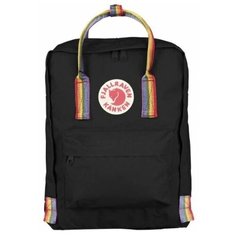 Рюкзак Kanken с радужными лямками черный Fjallraven