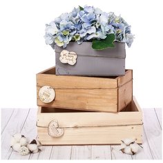 Набор деревянных ящиков 3 в 1 с шильдиком «Счастивых дней», 30 см × 21 см × 12 см Дарите счастье