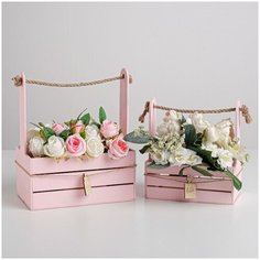 Ящик для декора набор 2 в 1 (25*15*30; 21*12*23) розовый Дарите счастье