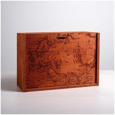 Ящик подарочный деревянный «Карта», 20 × 30 × 12 см Дарите счастье