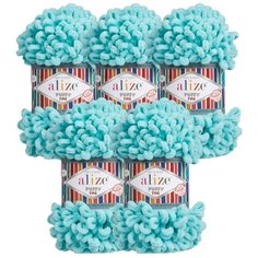 Пряжа Alize Puffy Fine, 100 % полиэстер, 100 г, 14 м, 5 шт., 263 бирюзовый