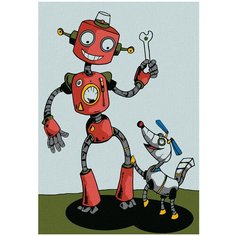 Molly картина по номерам Робот с собачкой 20х30 см (KHM0001)