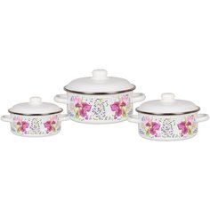 Набор кастрюль СтальЭмаль Мозаика 1KB051M 6 пр. белоснежный/фиолетовый