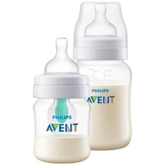Philips AVENT Бутылочки для кормления SCD809/01: Anti-colic c клапаном AirFree™ 125 мл и Anti-colic 260 мл, с рождения, бесцветный