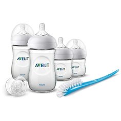 Philips AVENT Набор для кормления новорождённых, серия Natural, SCD301/01 (6 предметов), с рождения, бесцветный
