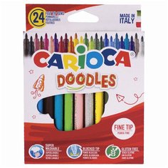 Фломастеры CARIOCA (Италия) "Doodles", 24 цвета, суперсмываемые, 42315